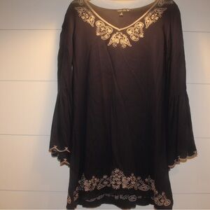 Embroidered Navy Blue Dress